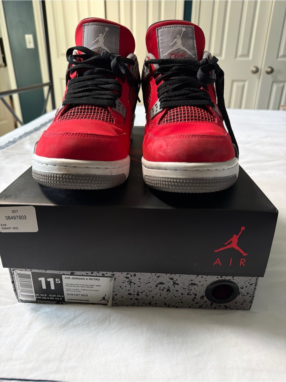 Air Jordan 4 Retro Red and Black High-Top Sneakers 11.5